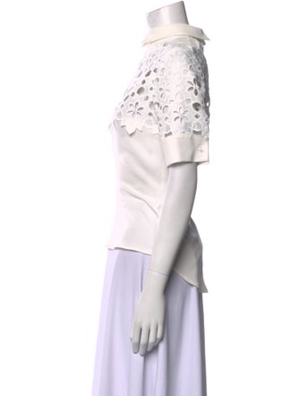 Anne Fontaine Lace Pattern Mock Neck Top