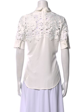 Anne Fontaine Lace Pattern Mock Neck Top