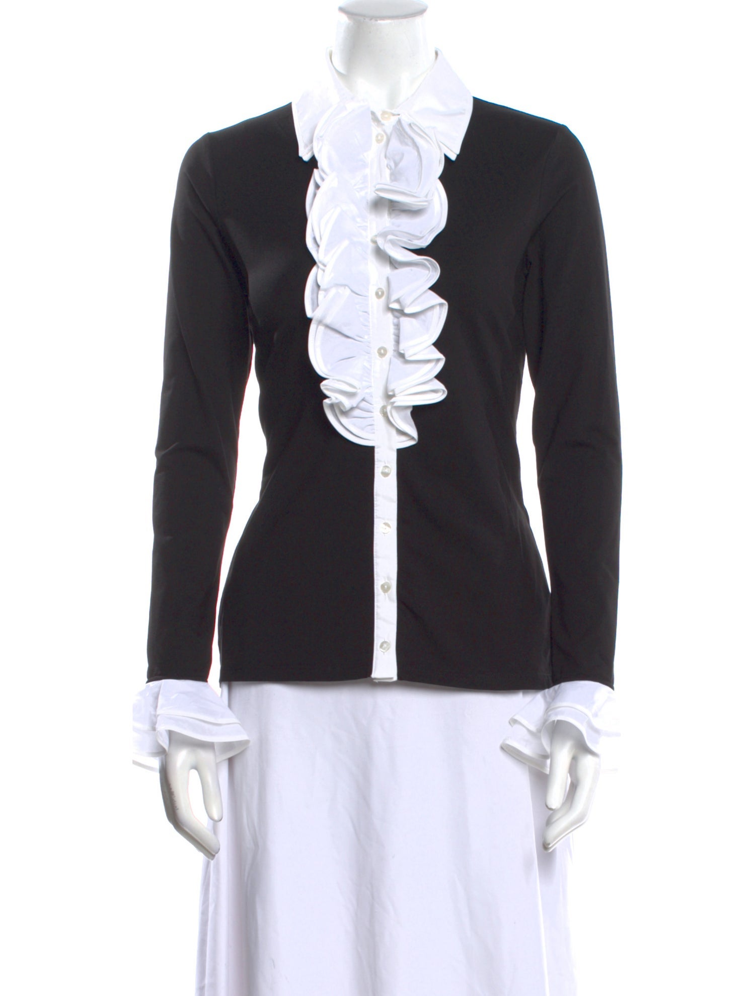 Anne Fontaine Colorblock Pattern V-Neck Top w/ Tags