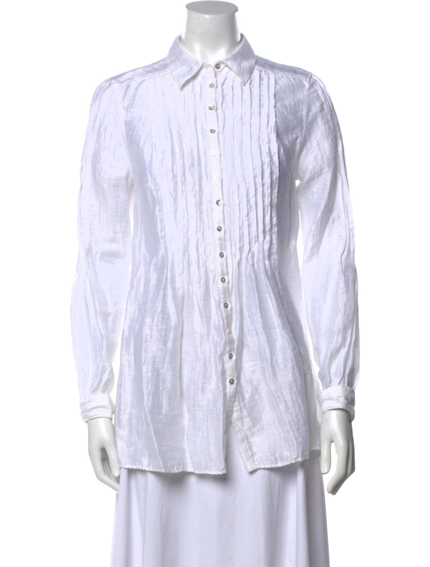 Anne Fontaine Linen Striped Button-Up Top