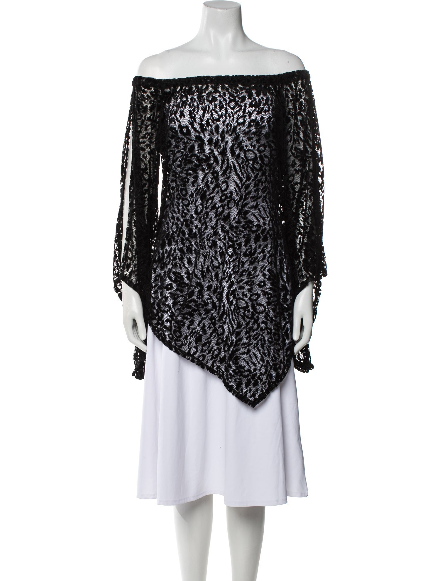 Anne Fontaine Lace Pattern Off-The-Shoulder Tunic