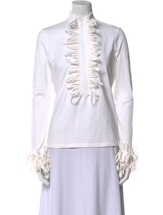 Anne Fontaine Mock Neck Long Sleeve Top