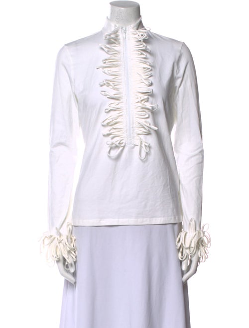 Anne Fontaine Mock Neck Long Sleeve Top