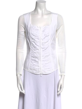 Anne Fontaine Square Neckline Long Sleeve Top