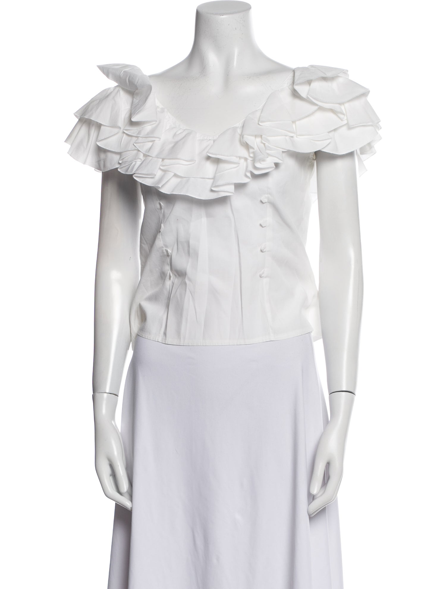 Anne Fontaine One-Shoulder Short Sleeve Crop Top