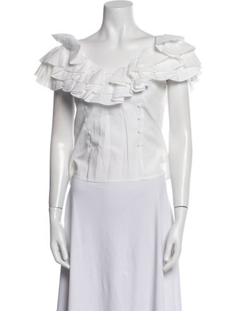 Anne Fontaine One-Shoulder Short Sleeve Crop Top