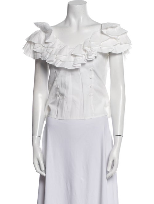 Anne Fontaine One-Shoulder Short Sleeve Crop Top