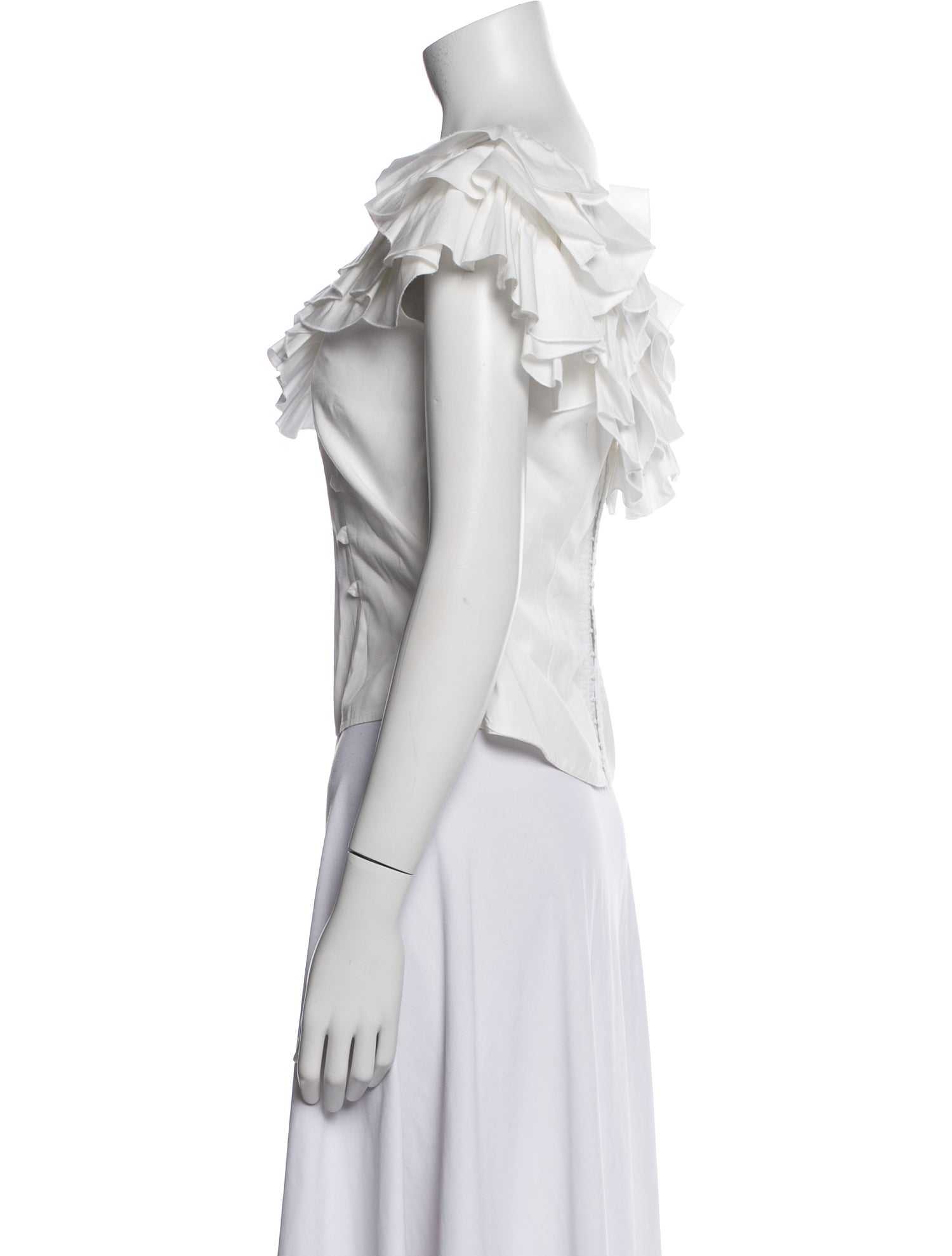 Anne Fontaine One-Shoulder Short Sleeve Crop Top