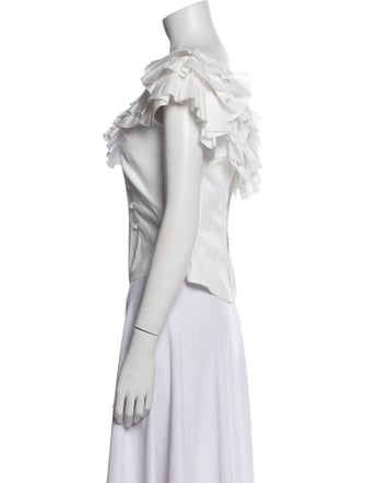 Anne Fontaine One-Shoulder Short Sleeve Crop Top