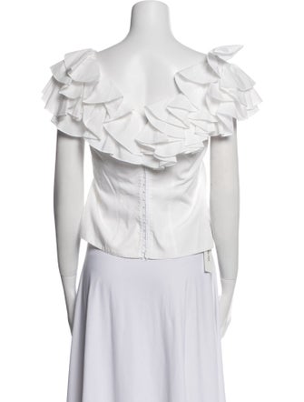 Anne Fontaine One-Shoulder Short Sleeve Crop Top