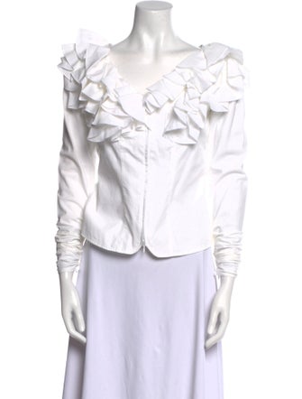 Anne Fontaine V-Neck Long Sleeve Top