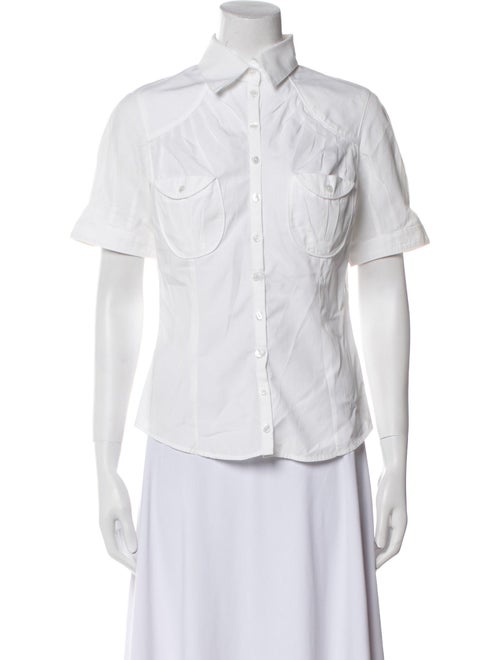 Anne Fontaine Short Sleeve Button-Up Top