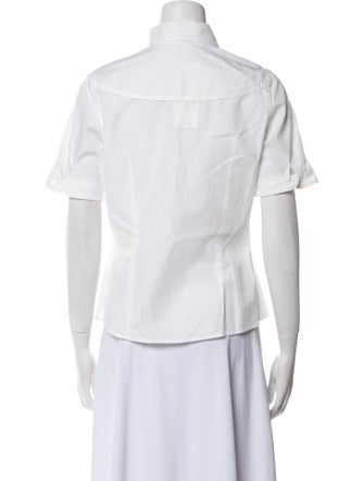 Anne Fontaine Short Sleeve Button-Up Top