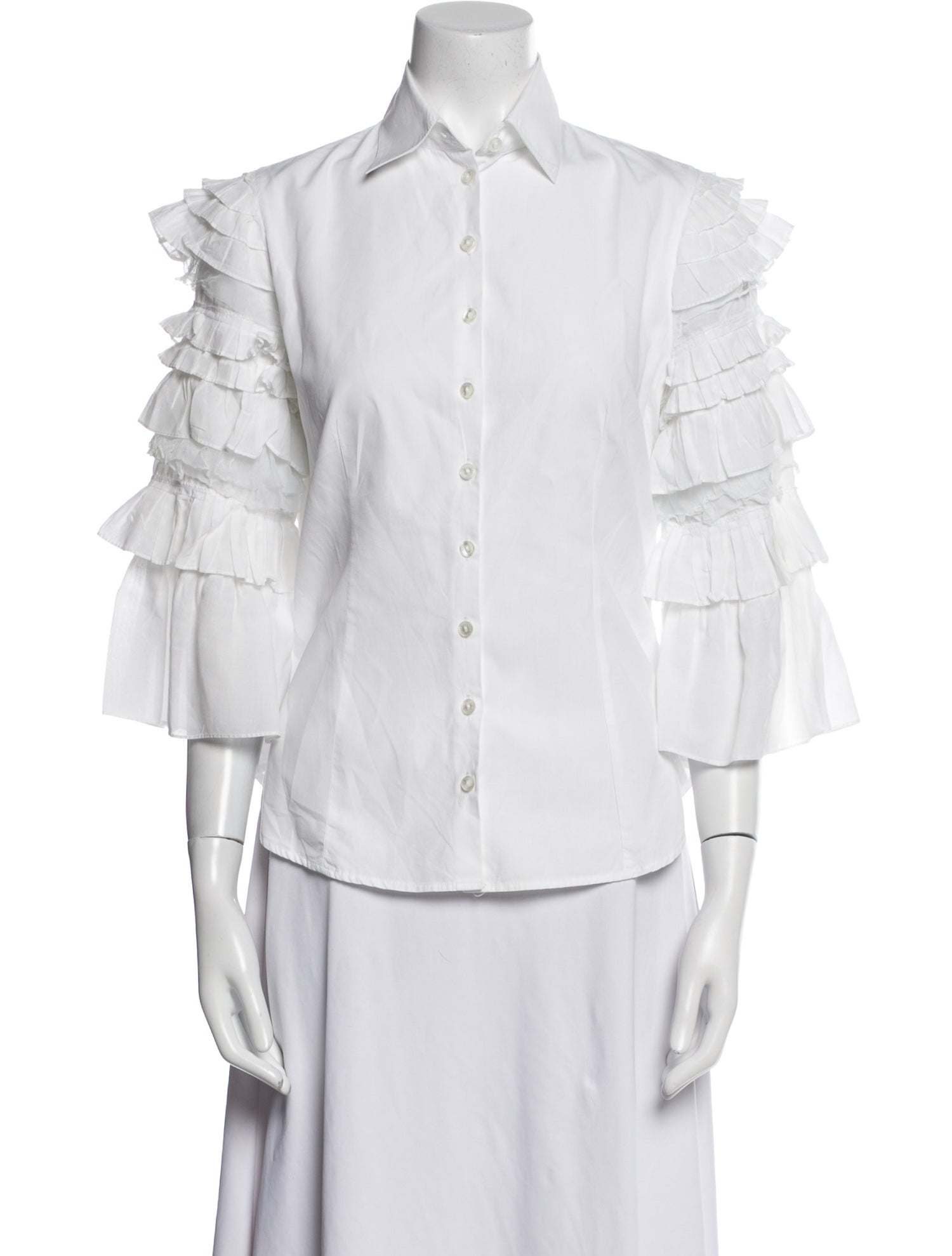 Anne Fontaine Three-Quarter Sleeve Button-Up Top