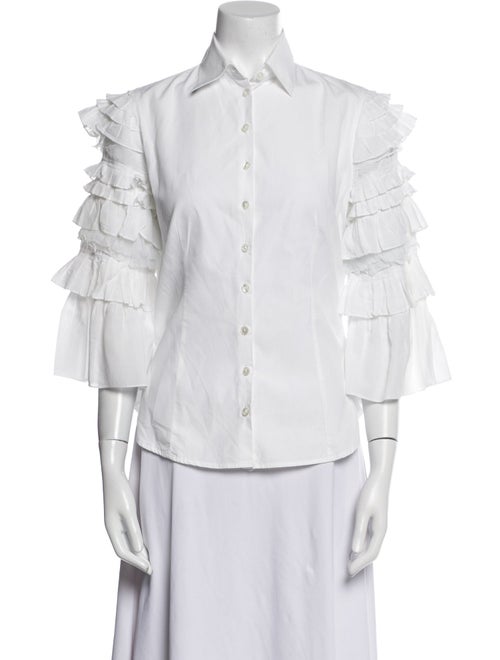 Anne Fontaine Three-Quarter Sleeve Button-Up Top
