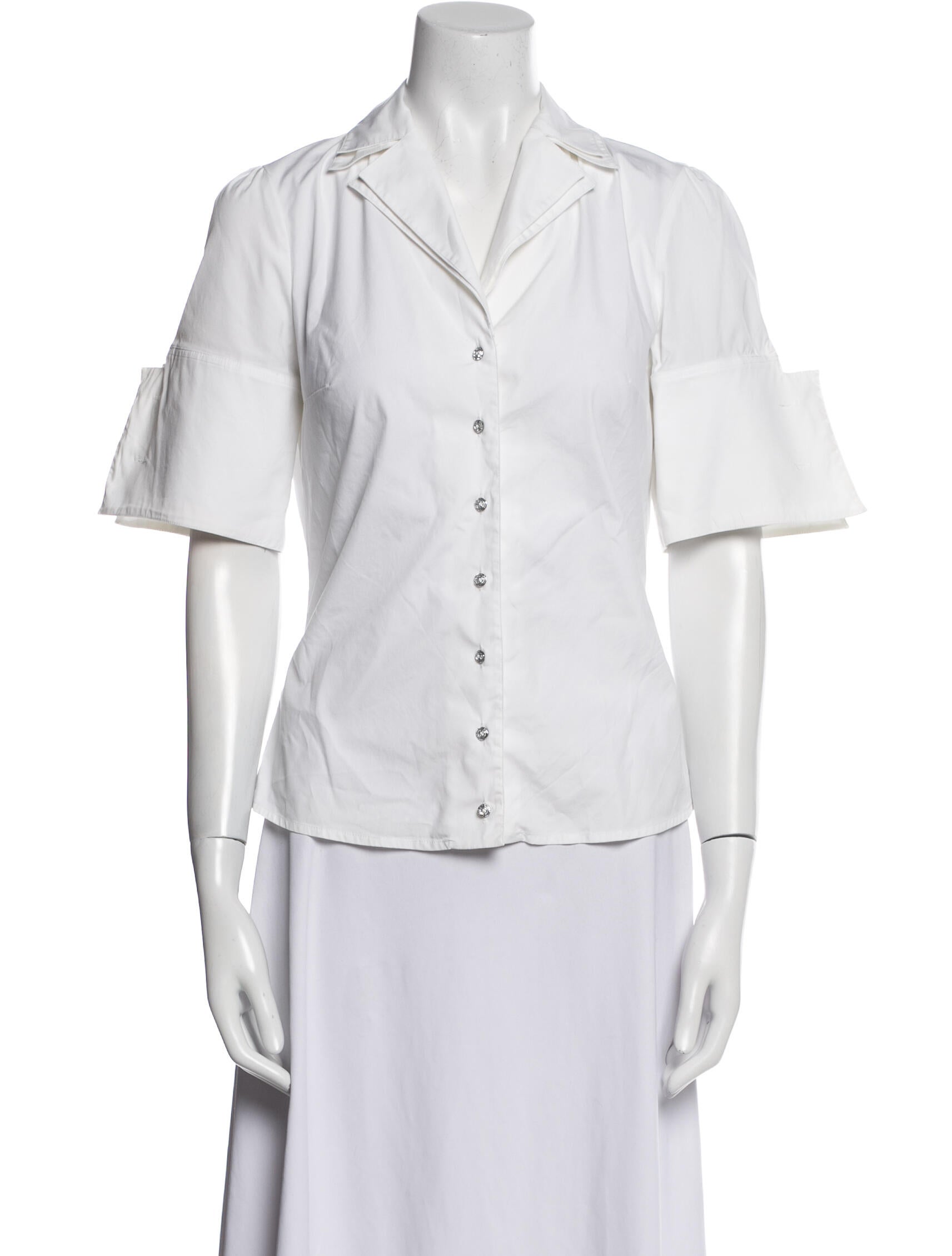 Anne Fontaine Short Sleeve Button-Up Top