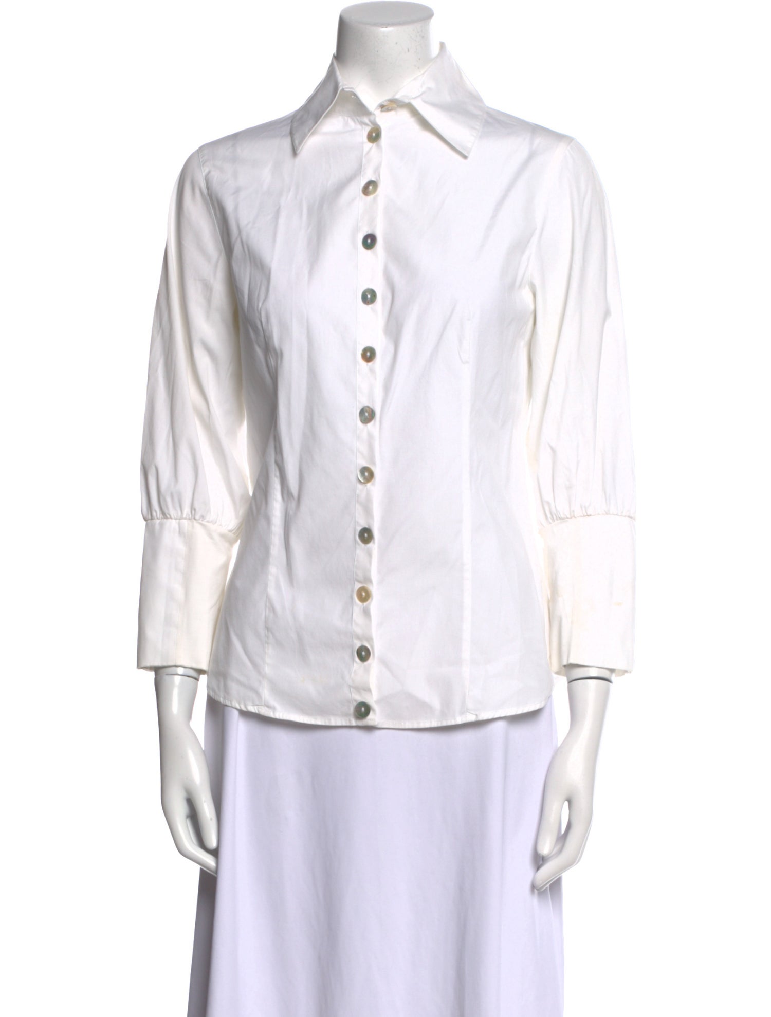 Anne Fontaine Three-Quarter Sleeve Button-Up Top