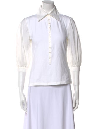 Anne Fontaine Three-Quarter Sleeve Button-Up Top