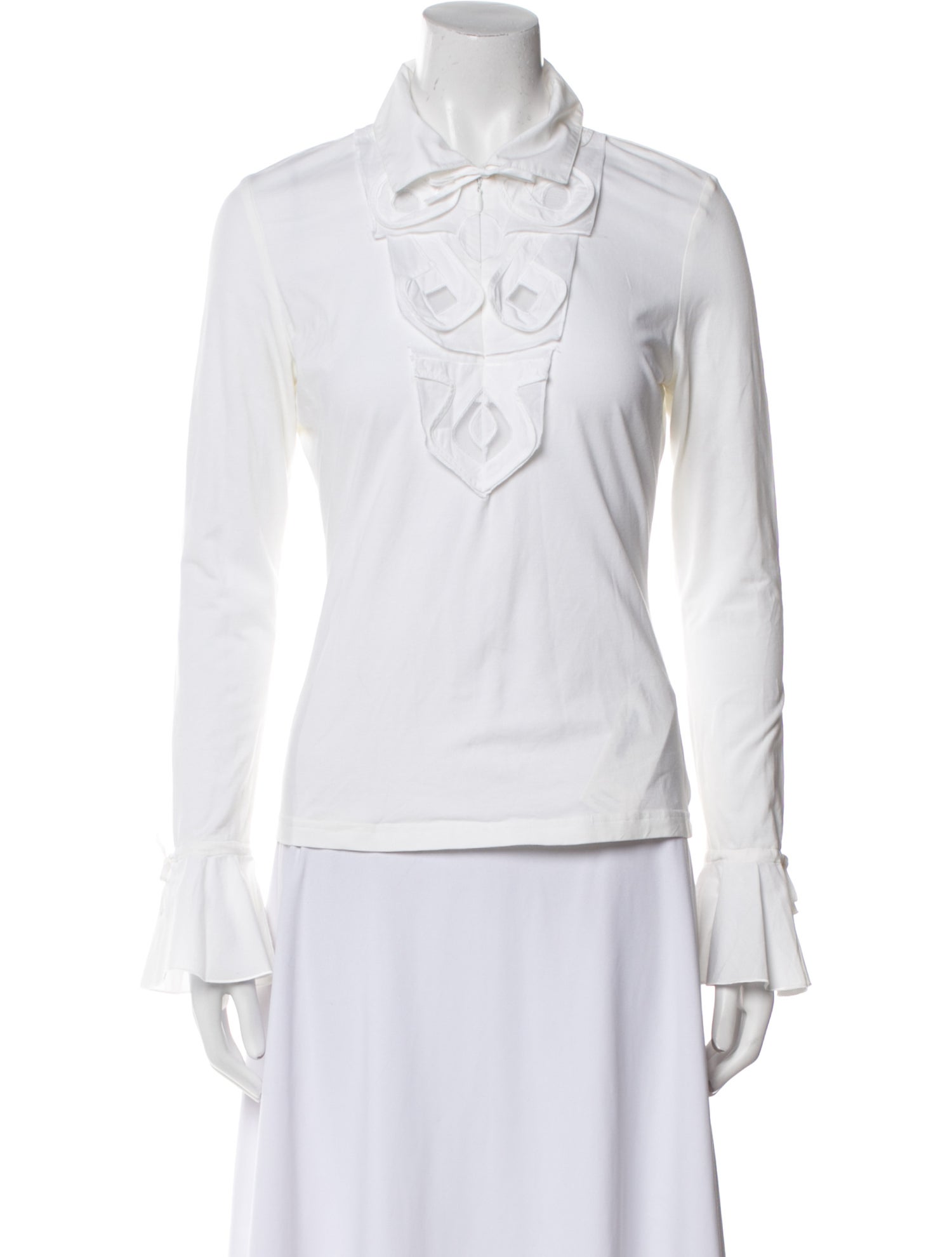 Anne Fontaine Mock Neck Long Sleeve Top