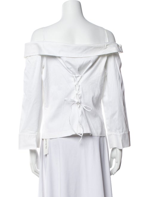 Anne Fontaine Off-The-Shoulder Three-Quarter Sleeve Button-Up Top