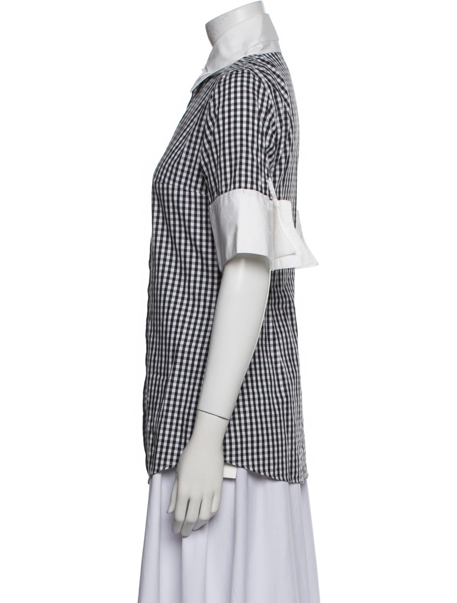 Anne Fontaine Plaid Print Short Sleeve Button-Up Top