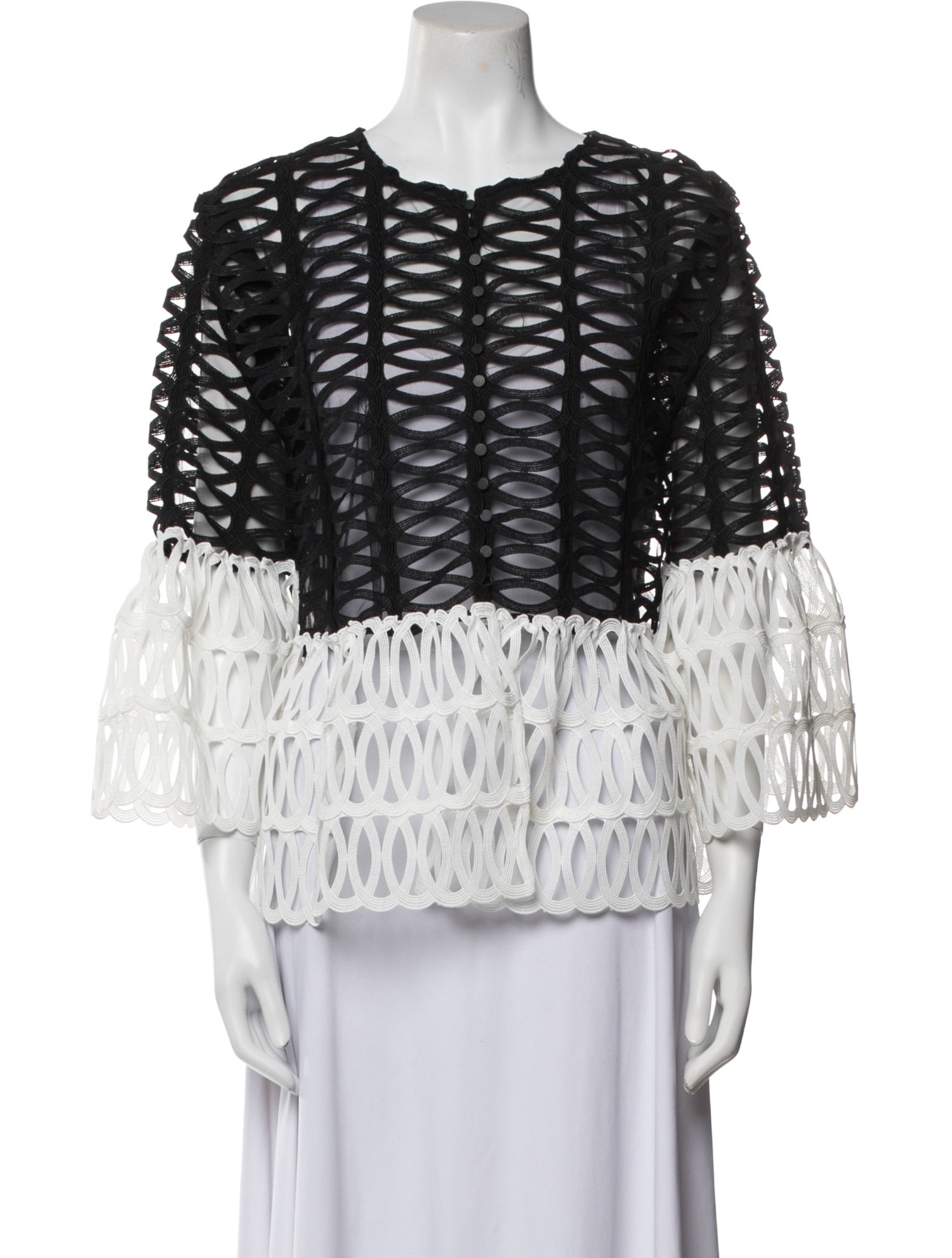 Anne Fontaine Lace Pattern Crew Neck Blouse