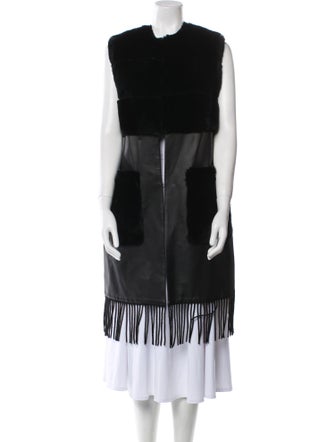 Anne Fontaine Lambskin Striped Faux Fur Coat