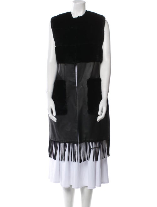 Anne Fontaine Lambskin Striped Faux Fur Coat