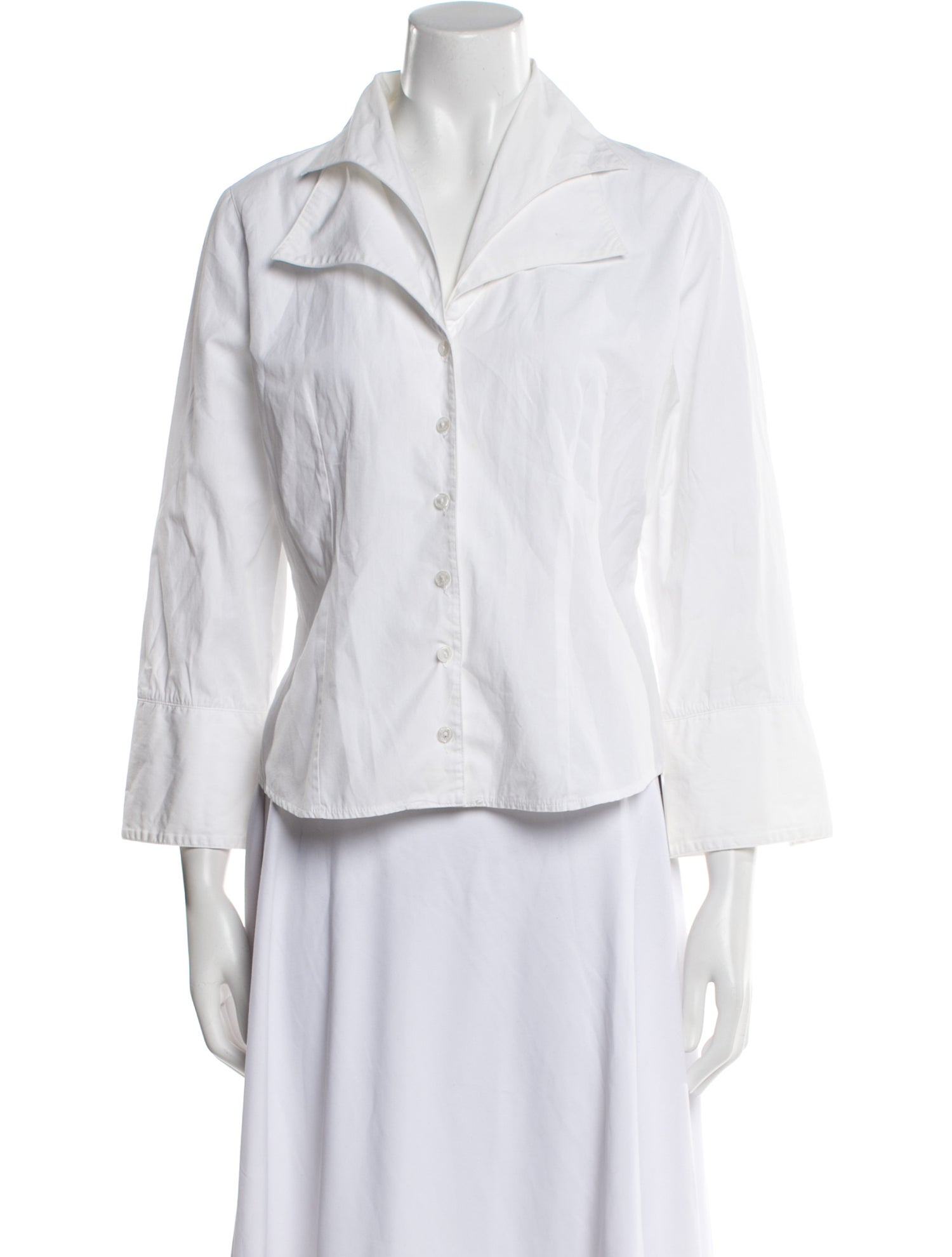 Anne Fontaine Three-Quarter Sleeve Button-Up Top