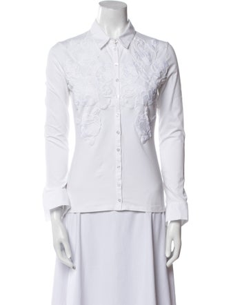 Anne Fontaine Three-Quarter Sleeve Button-Up Top