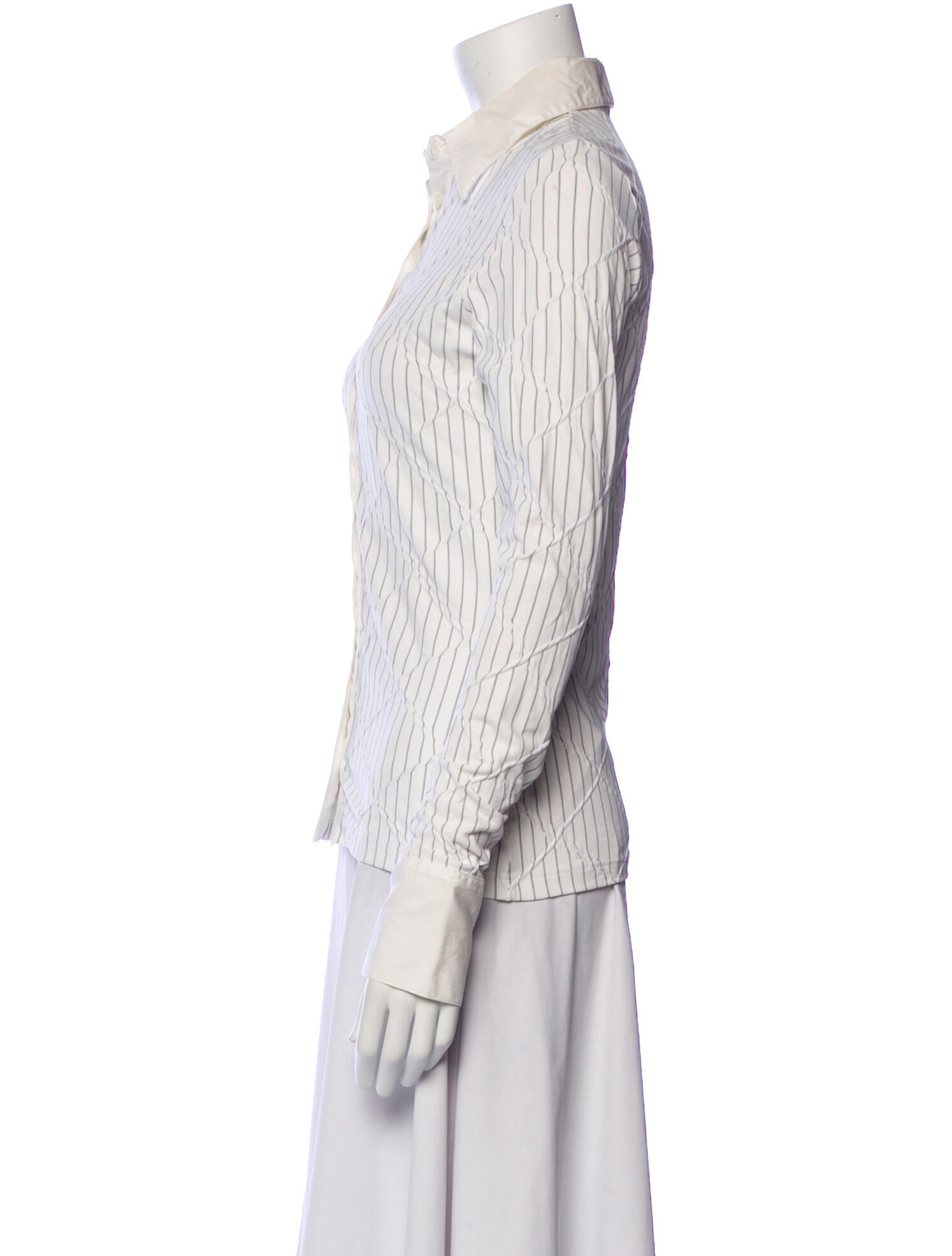 Anne Fontaine Striped Long Sleeve Button-Up Top