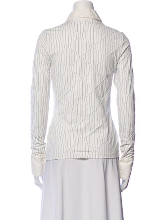 Anne Fontaine Striped Long Sleeve Button-Up Top