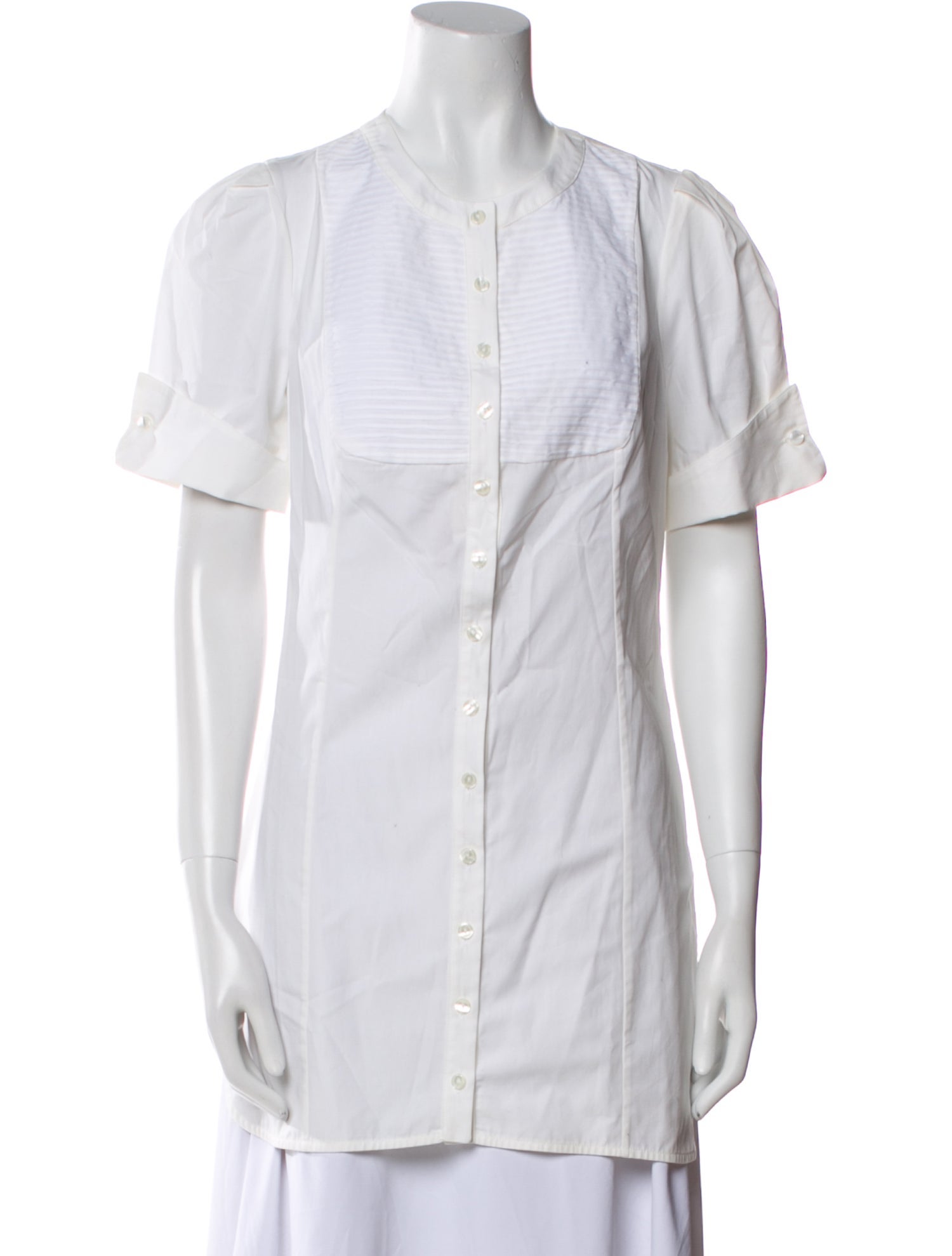 Anne Fontaine Short Sleeve Button-Up Top