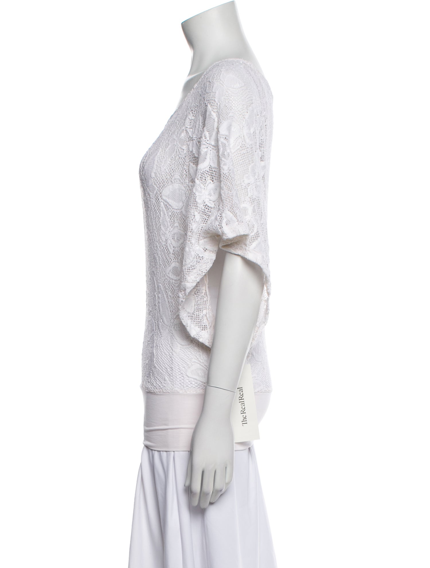 Anne Fontaine Lace Pattern Scoop Neck Blouse