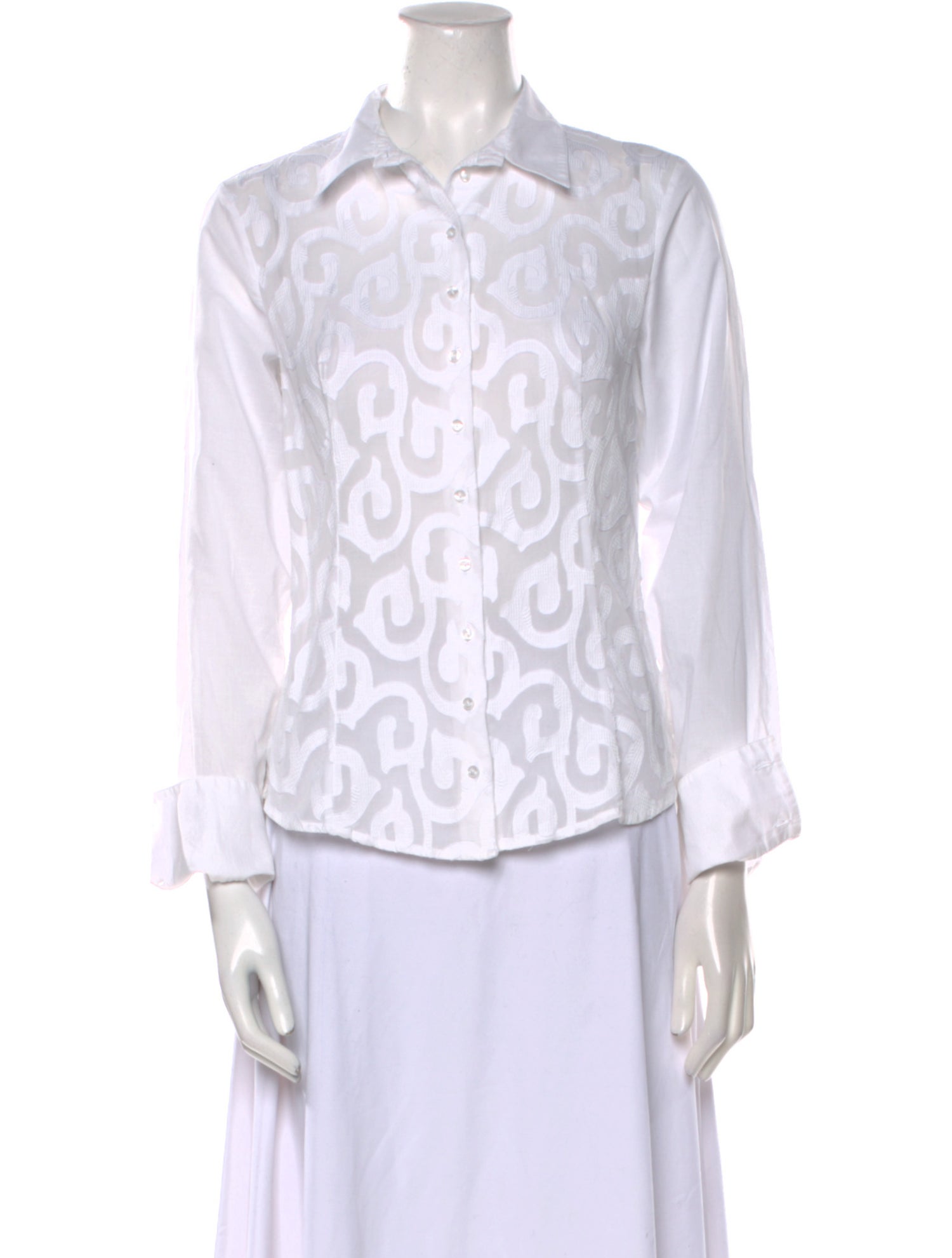 Anne Fontaine Three-Quarter Sleeve Button-Up Top