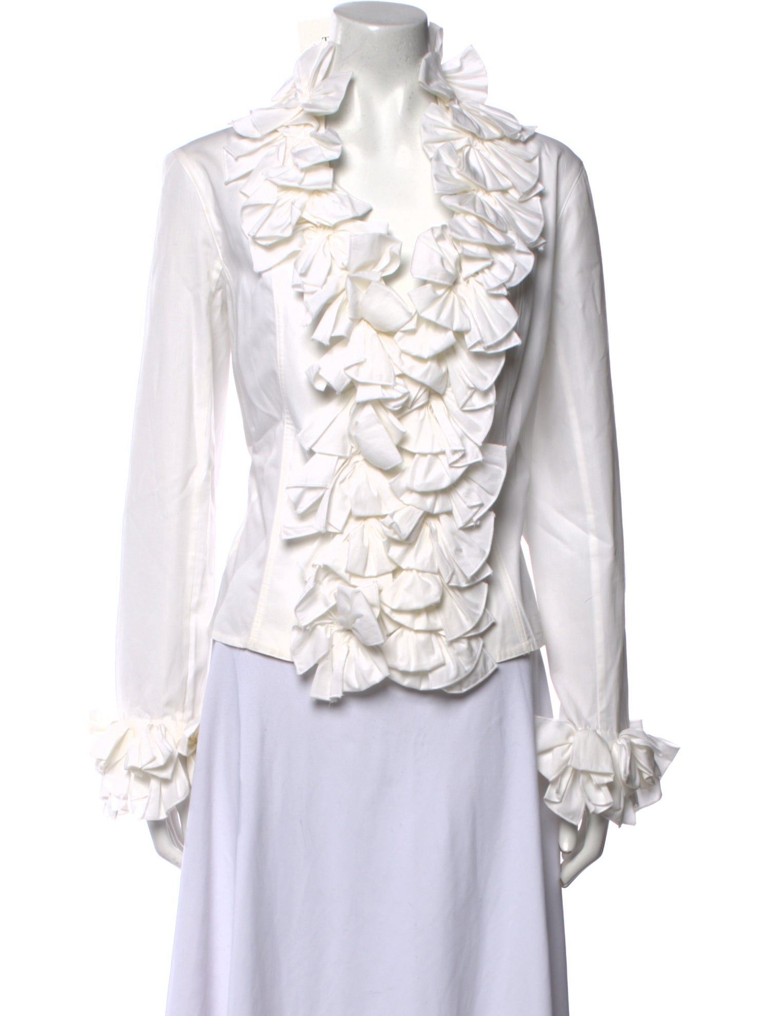 Anne Fontaine V-Neck Long Sleeve Blouse