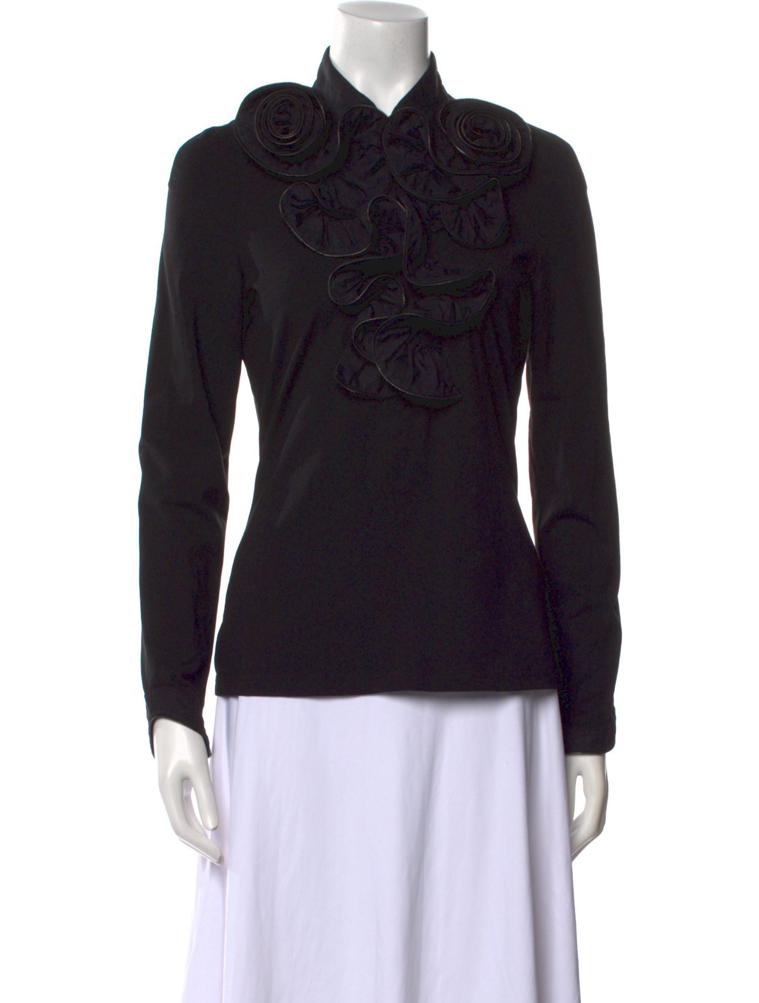 Anne Fontaine Mock Neck Long Sleeve Top