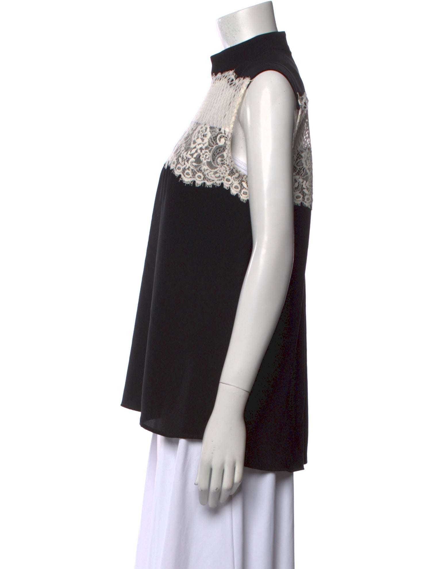 Anne Fontaine Colorblock Pattern Mock Neck Top