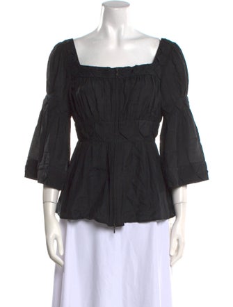 Anne Fontaine Square Neckline Three-Quarter Sleeve Blouse