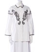 Anne Fontaine Printed Three-Quarter Sleeve Button-Up Top