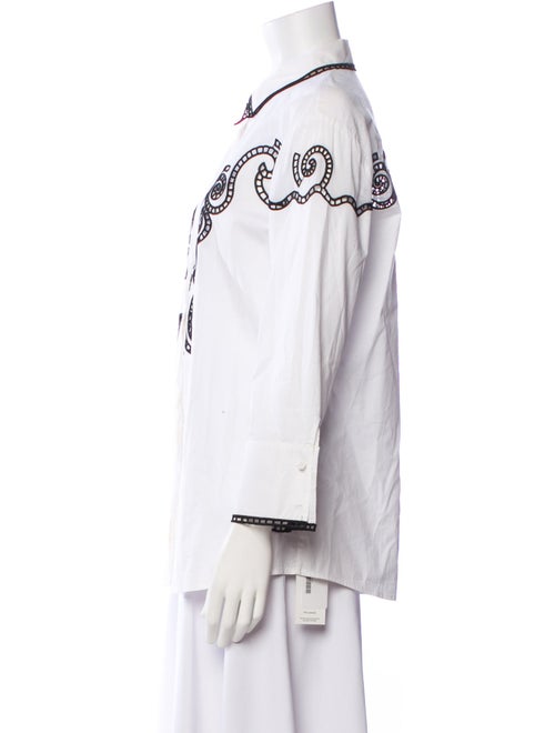 Anne Fontaine Printed Three-Quarter Sleeve Button-Up Top