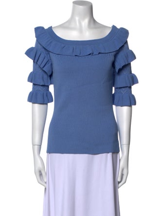 Anne Fontaine Scoop Neck Three-Quarter Sleeve Top