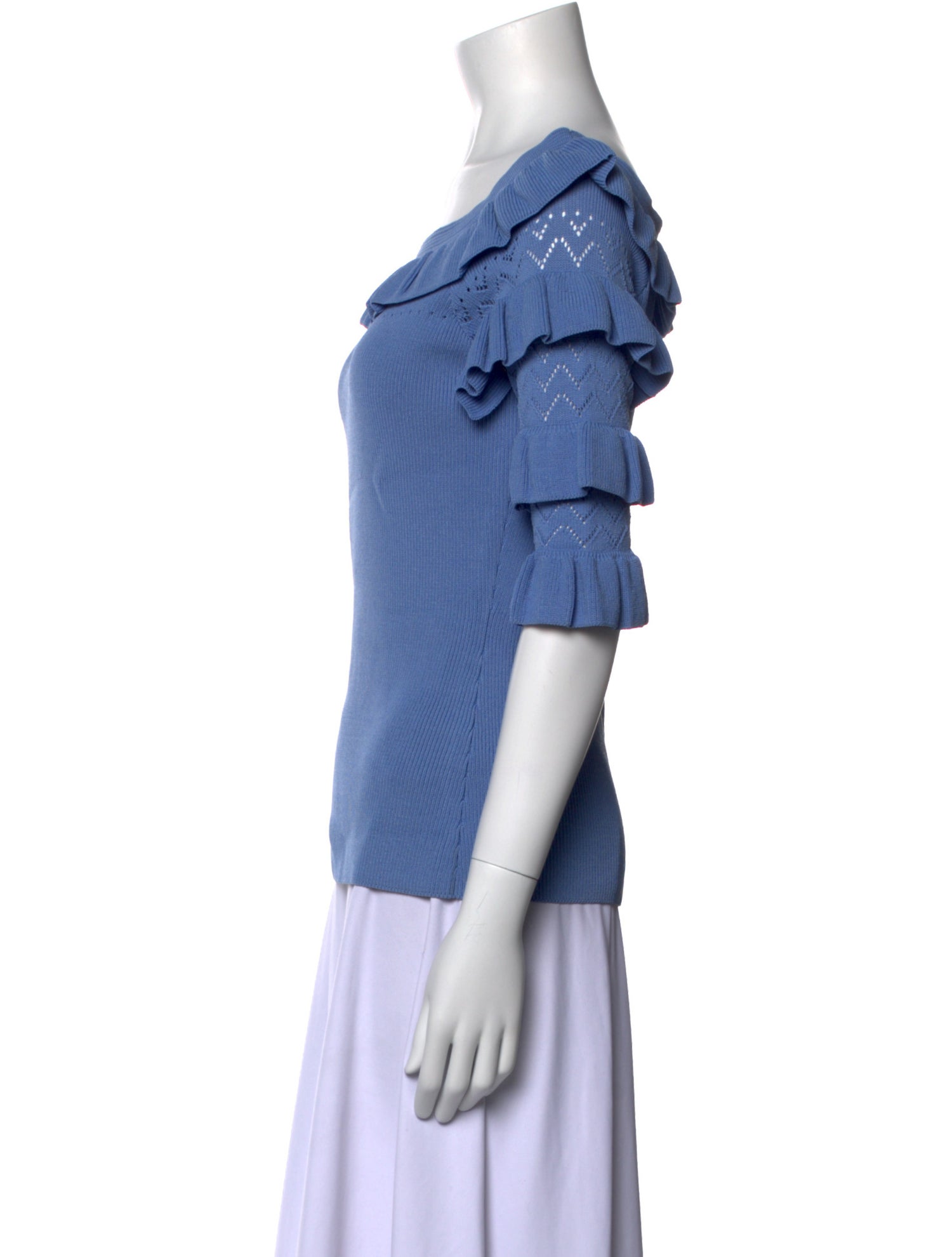 Anne Fontaine Scoop Neck Three-Quarter Sleeve Top