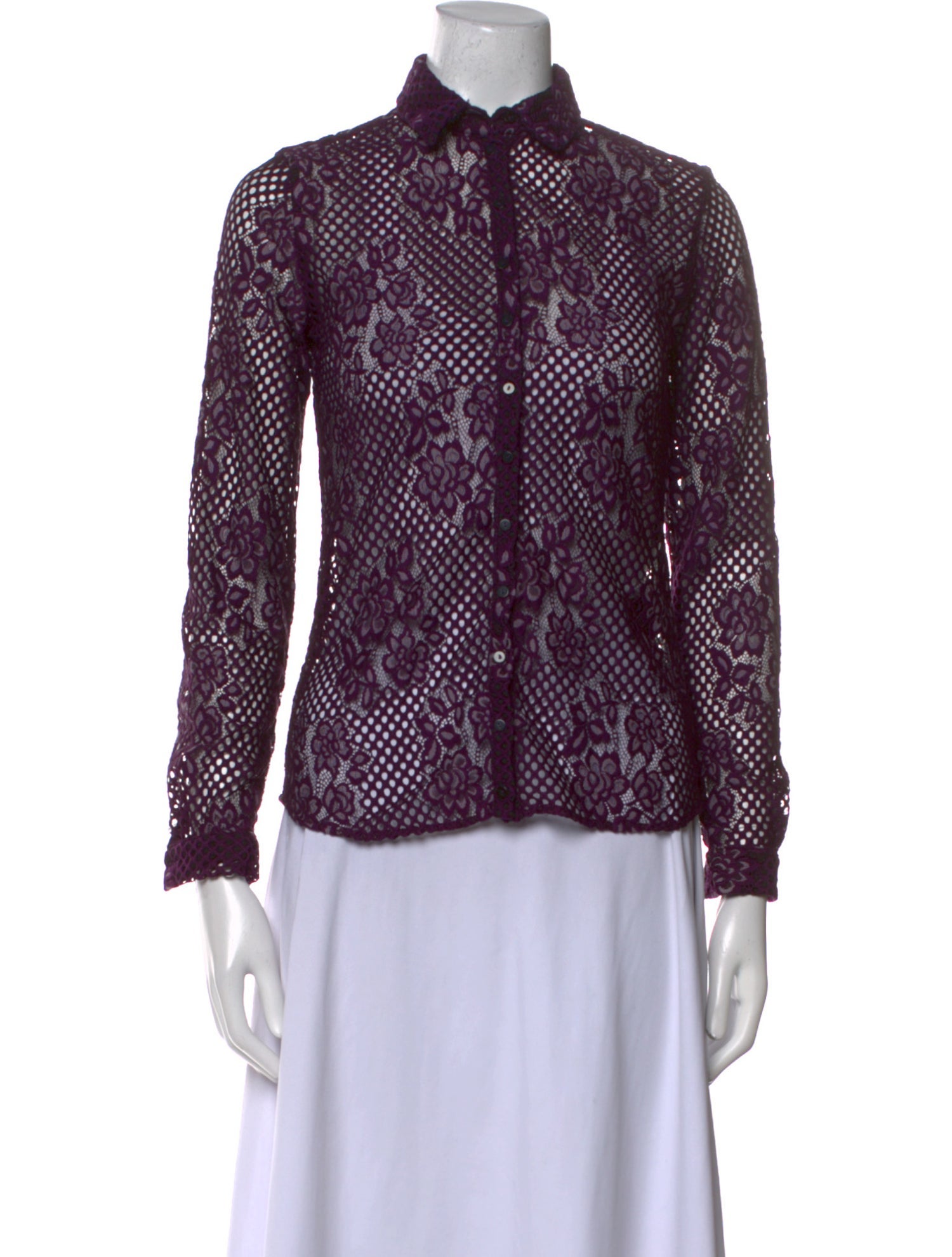 Anne Fontaine Printed Long Sleeve Button-Up Top