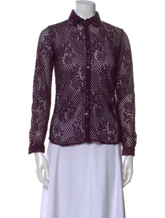 Anne Fontaine Printed Long Sleeve Button-Up Top