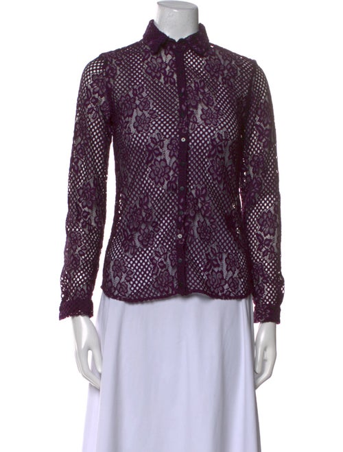 Anne Fontaine Printed Long Sleeve Button-Up Top