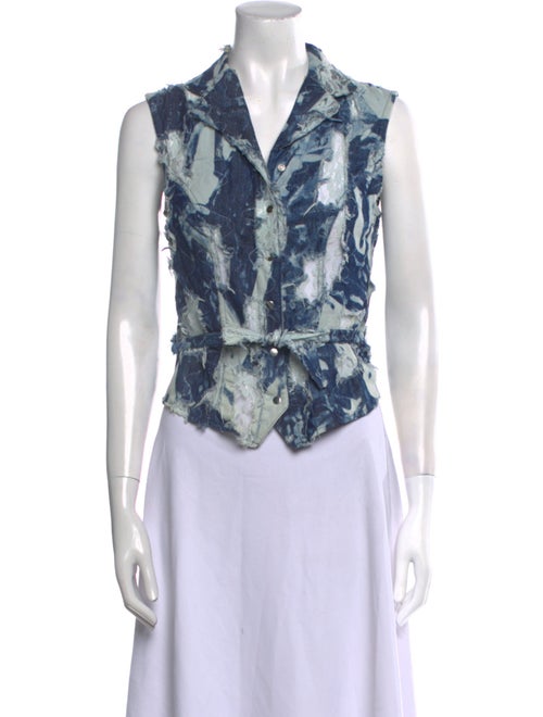 Anne Fontaine Printed V-Neck Crop Top