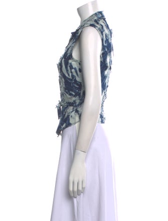 Anne Fontaine Printed V-Neck Crop Top