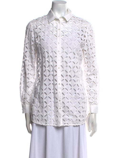 Anne Fontaine Printed Long Sleeve Button-Up Top