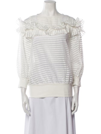 Anne Fontaine Off-The-Shoulder Three-Quarter Sleeve Blouse